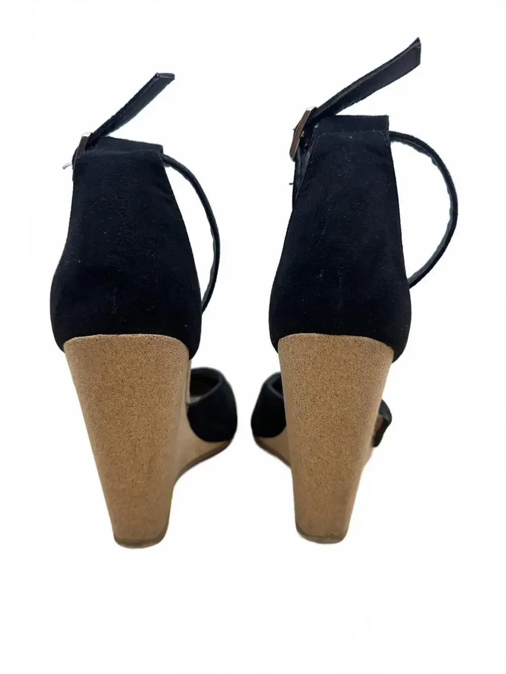 Forever 21 Black‎ Suede Wedge Heels with Ankle Strap